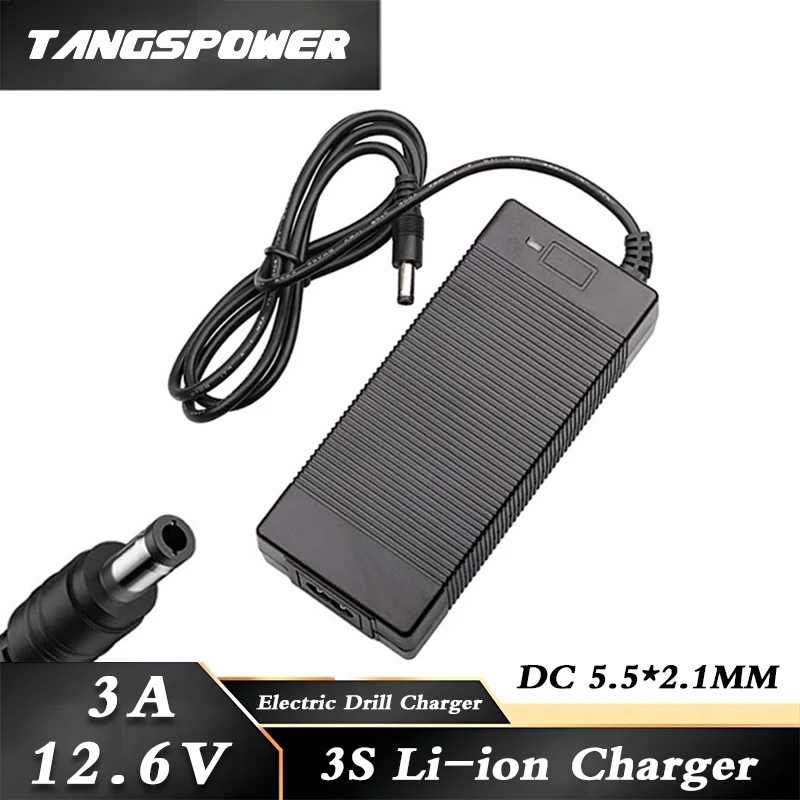 12.6V 3A Lithium Battery Charger For 3S li-ion Batterry Pack Fast Charging Fishing Light Electric Charger DC 5.5*2.1MM Connector