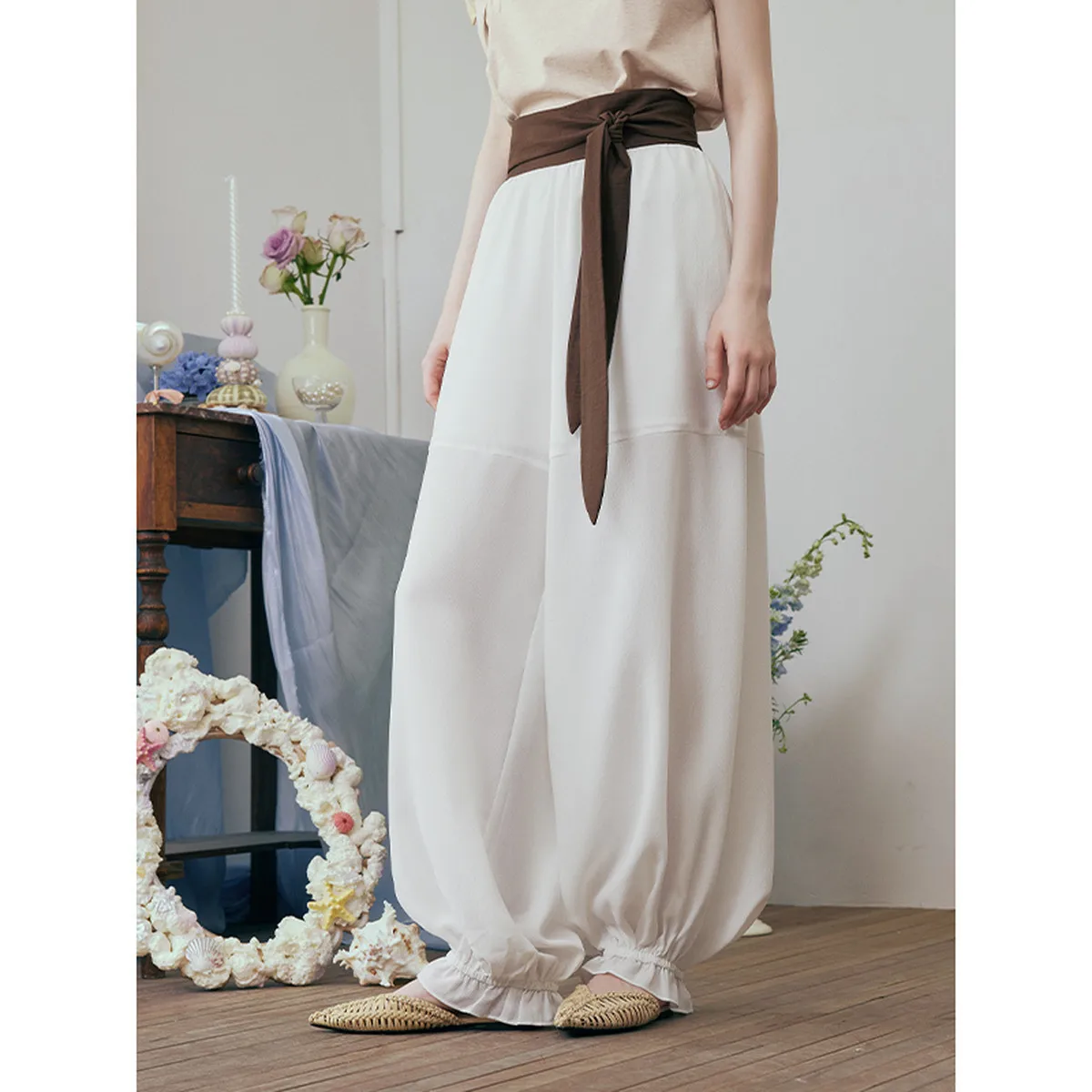 

Summer High-End Color Block Strappy Bloomers - Loose Casual Women's Pants