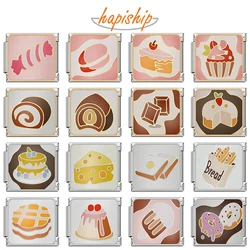 Hapiship 2024 Women's Gift Colourful Bread Cake Italian Charms Links Beads Fit 9mm Stainless Steel Bracelet DIYJewelry DJ1359-AB