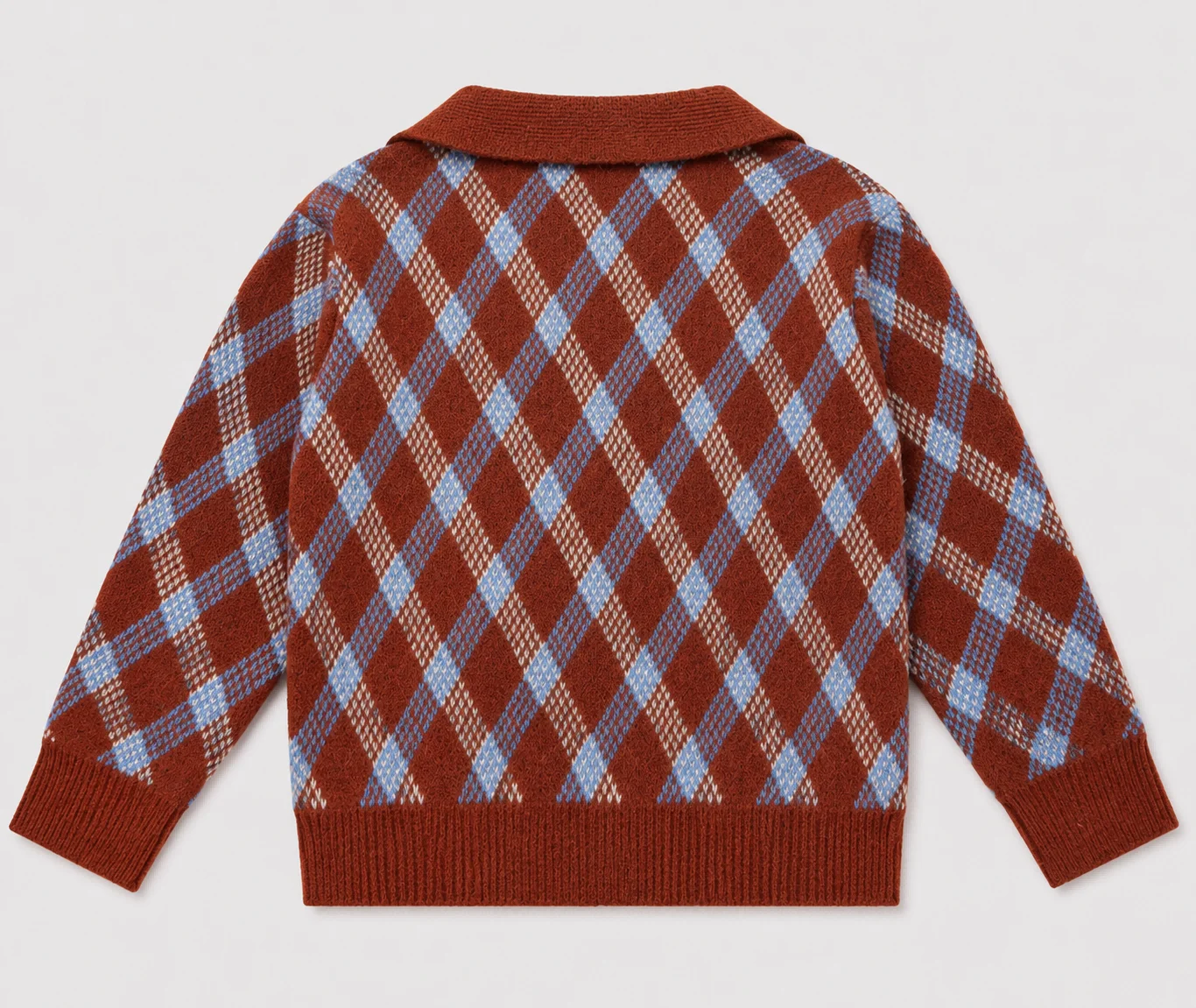 Übergrößen Argyle Karierter Pullover für Damen, Polo V-Ausschnitt, Langarm, Preppy Vintage Strickpullover, Locker Geschnitten, Lässig, Herbst-Winter-Oberteil – Detail 5