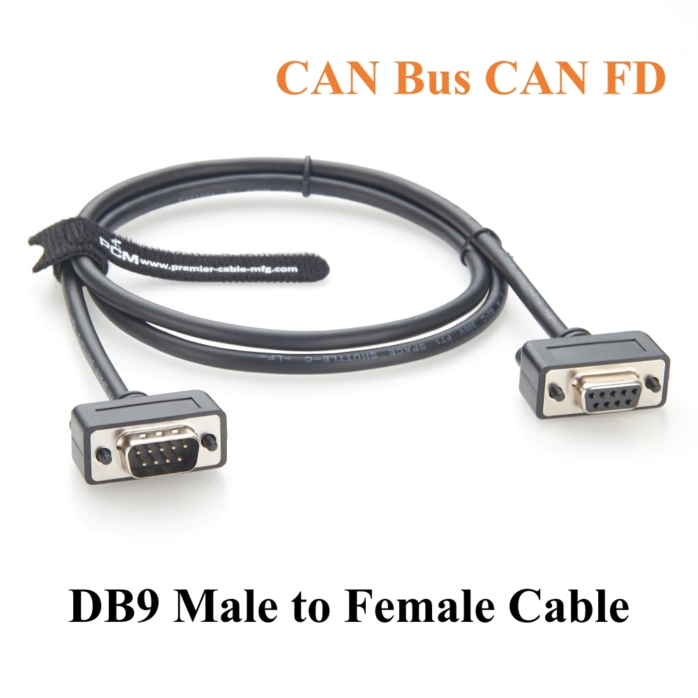 DB9 Male to Female CAN Bus CAN FD Cable D-Sub 9 Pin RS232 Serial Extension Cable Shielded Non-Terminated for CAN Loggers, PLC
