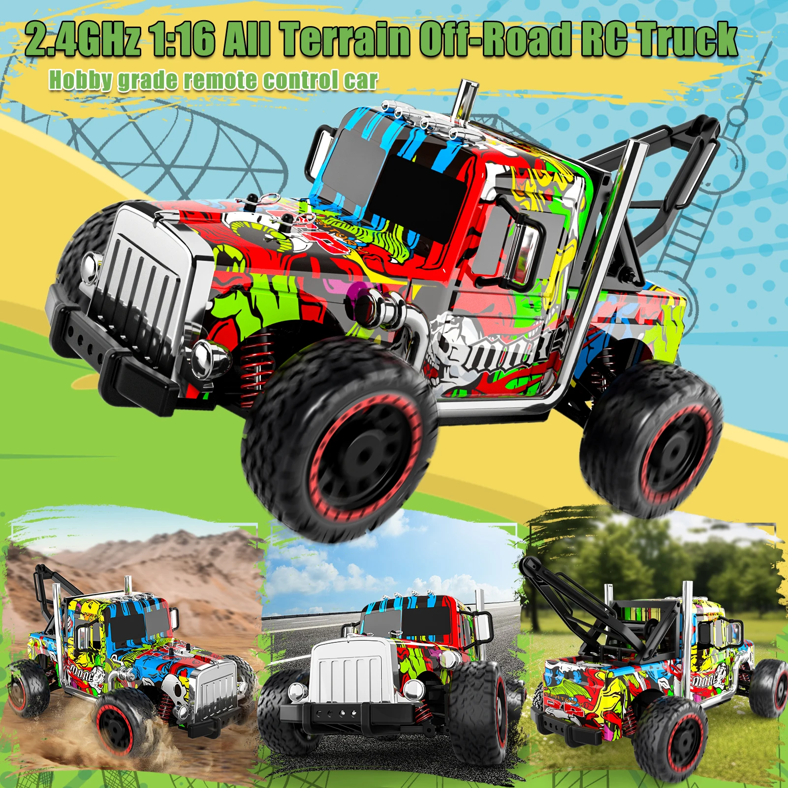 Off-Road Climbing Rc Pickup Toys High Speed Vehicle Remote Control Car Boys 2.4ghz Racing Model 1:16 Scale Truck Children Racing