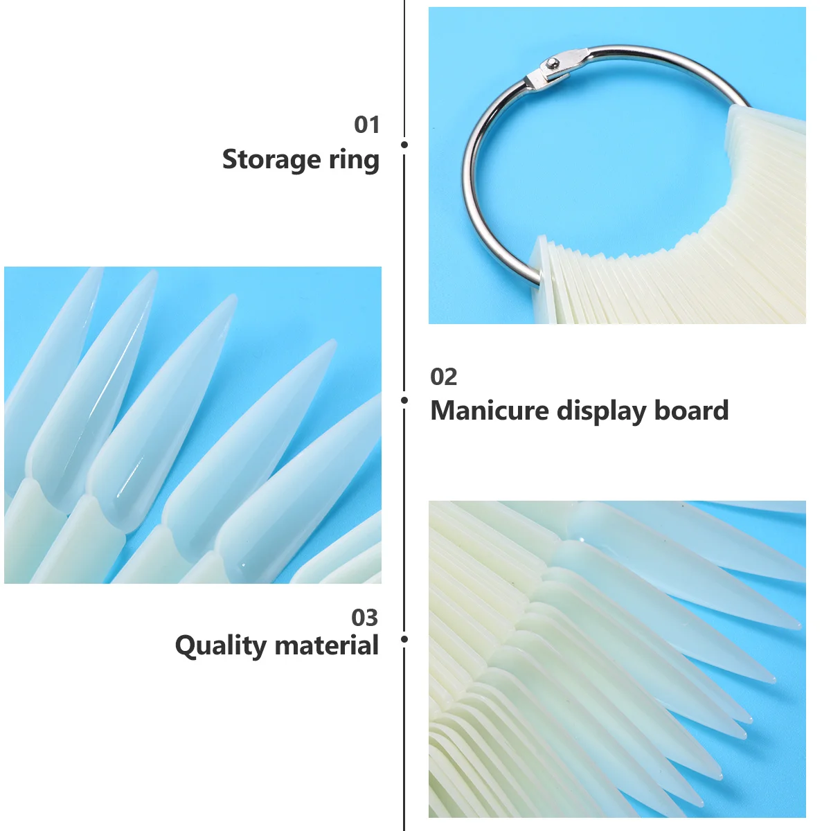 

160Pcs Sharp Tip Nail Color Card for Salon Display Nail Art Tips Practice Manicure Pedicure Polish Board Display Tools