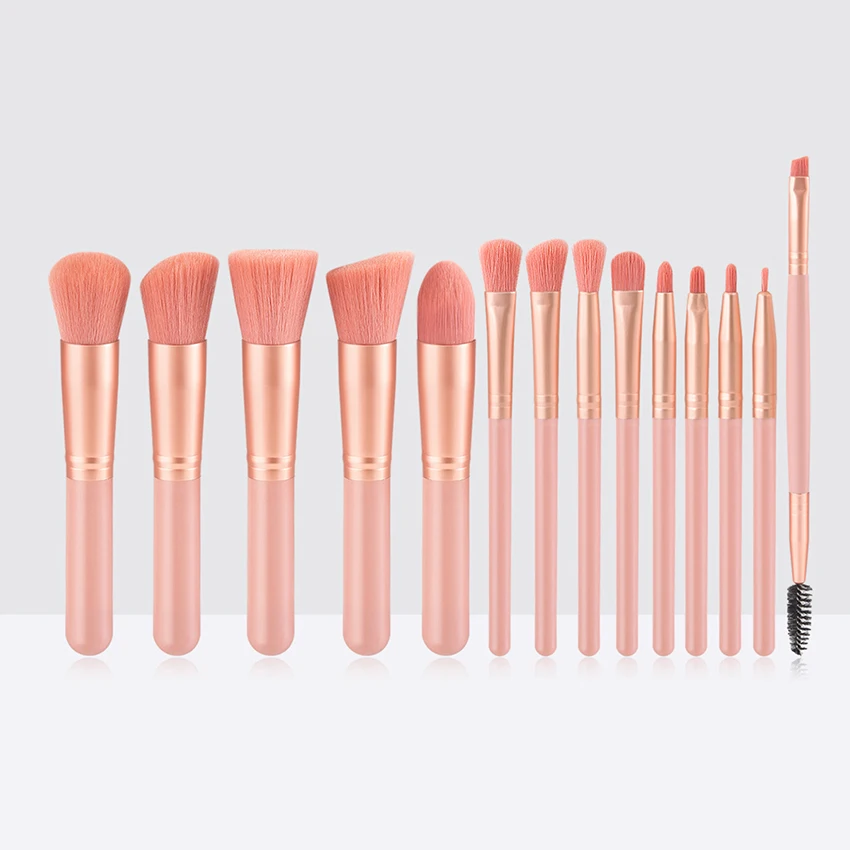 SAIANTTH Neue 14 stücke Make-Up Pinsel Braun Set Flache Slant Kopf Lose Pulver doppel kopf wimpern augenbraue Pinsel Schönheit Werkzeuge