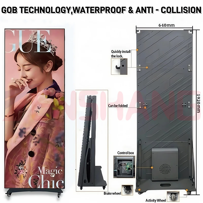 ملصق LED رقمي عالي الدقة داخلي يتم التحكم فيه بالواي فاي P1.8 P2 P2.5 P3 ملصق LED قائم على الأرض شاشة فيديو للإعلان عن المصعد #2