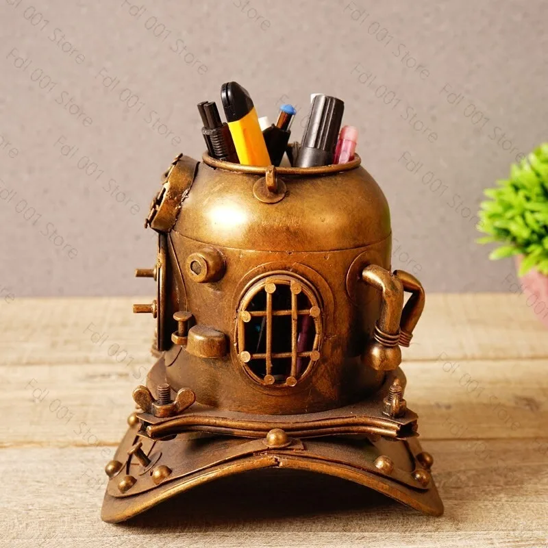 

Iron Model Decoration Steampunk Diving Helmet Pen Holder Artistic Sense Soft Furnishings Personality Creative