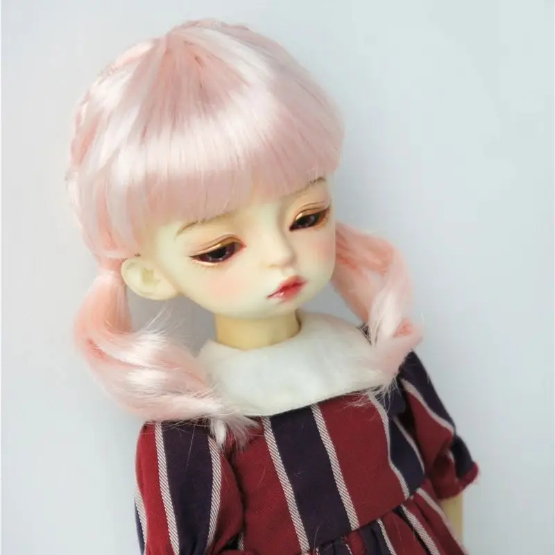 JD589 OB11 1/8 1/6 1/4 jumeaux top tresses poney poupée perruques 5-6 pouces 6-7 pouces 7-8 pouces synthétique mohair mode BJD cheveux