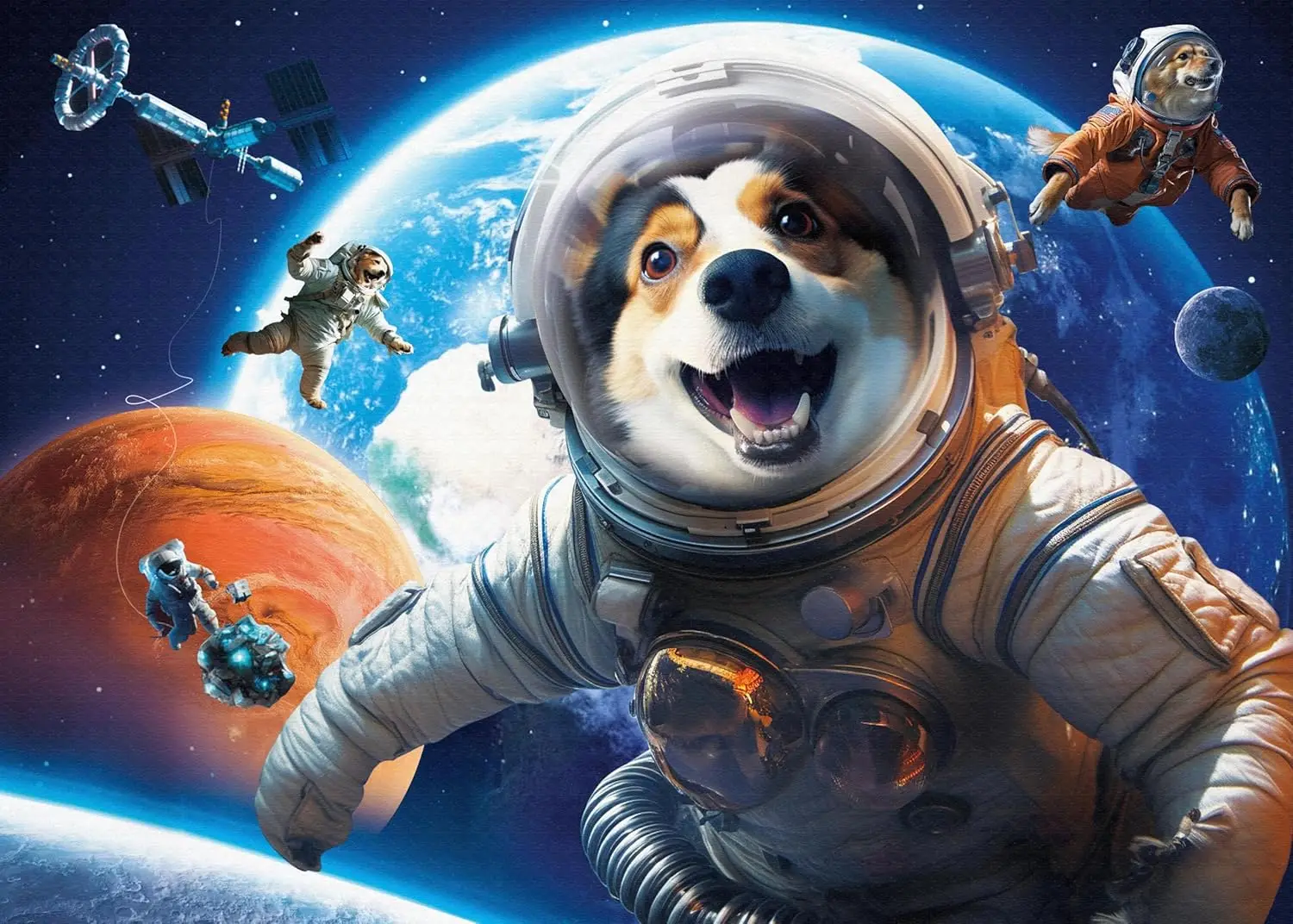 

Деревянные пазлы для взрослых 1314/520/120 элементов: Собака-космонавт. Для игровой комнаты, спальни, домашнего декора, подарок на день рождения.