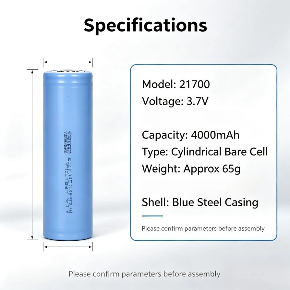 21700 Rechargeable Lithium‑ion Bare Cell 3.7V 4000mAh Brand New Cylindrical Battery for DIY Power Bank Flashlight Torch Power To
