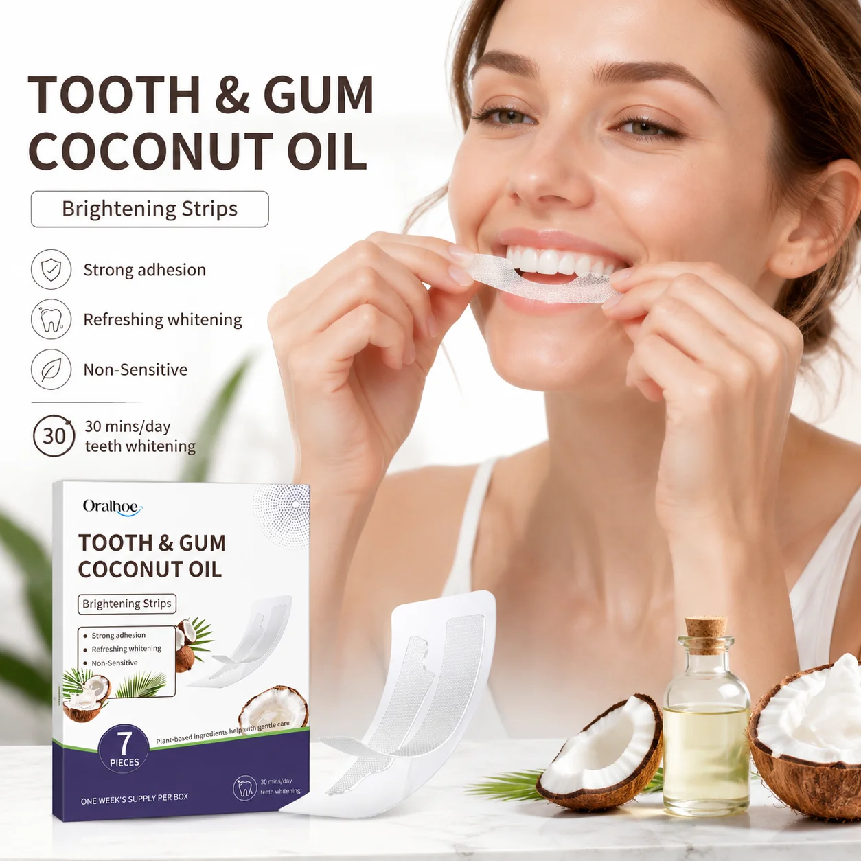 Teeth Whitening With Coconut Oil - Coconut Oil Teeth Strips Fresh Breath