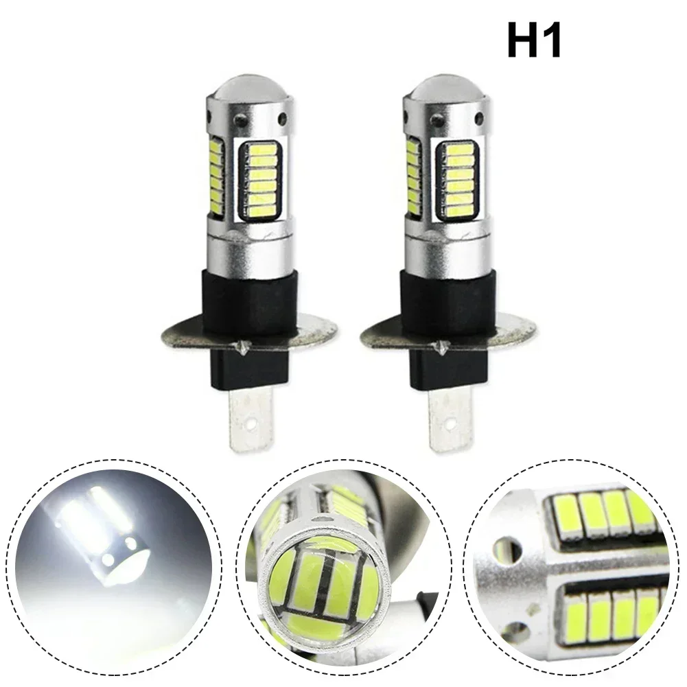 2pcs H1 6000 K สีขาว LED หมอกขับรถหลอดไฟชุด Ultra-Bright ประหยัดพลังงาน DC 12V ถึง 24V รถอุปกรณ์เสริม