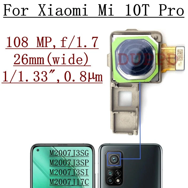 Rear Camera For Xiaomi Mi 10T Pro 5G Mi10T Pro M2007J3SG Front Facing Back  Wide Macro Camera Module Flex Cable Repair Parts