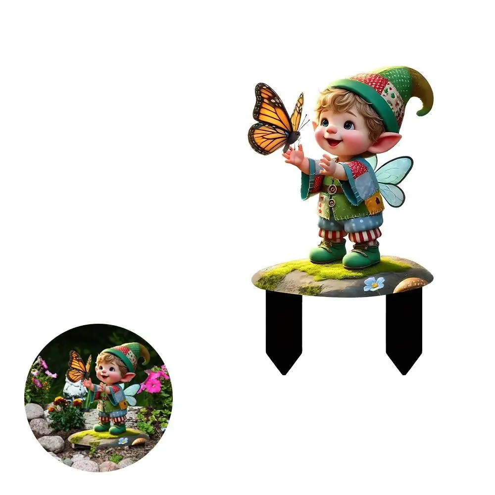 الاكريليك الصبي فراشة الأرض بطاقة الإدراج لطيف الإبداعية حديقة الطابق المقابس متعددة الوظائف الكرتون الصبي تمثال النحت