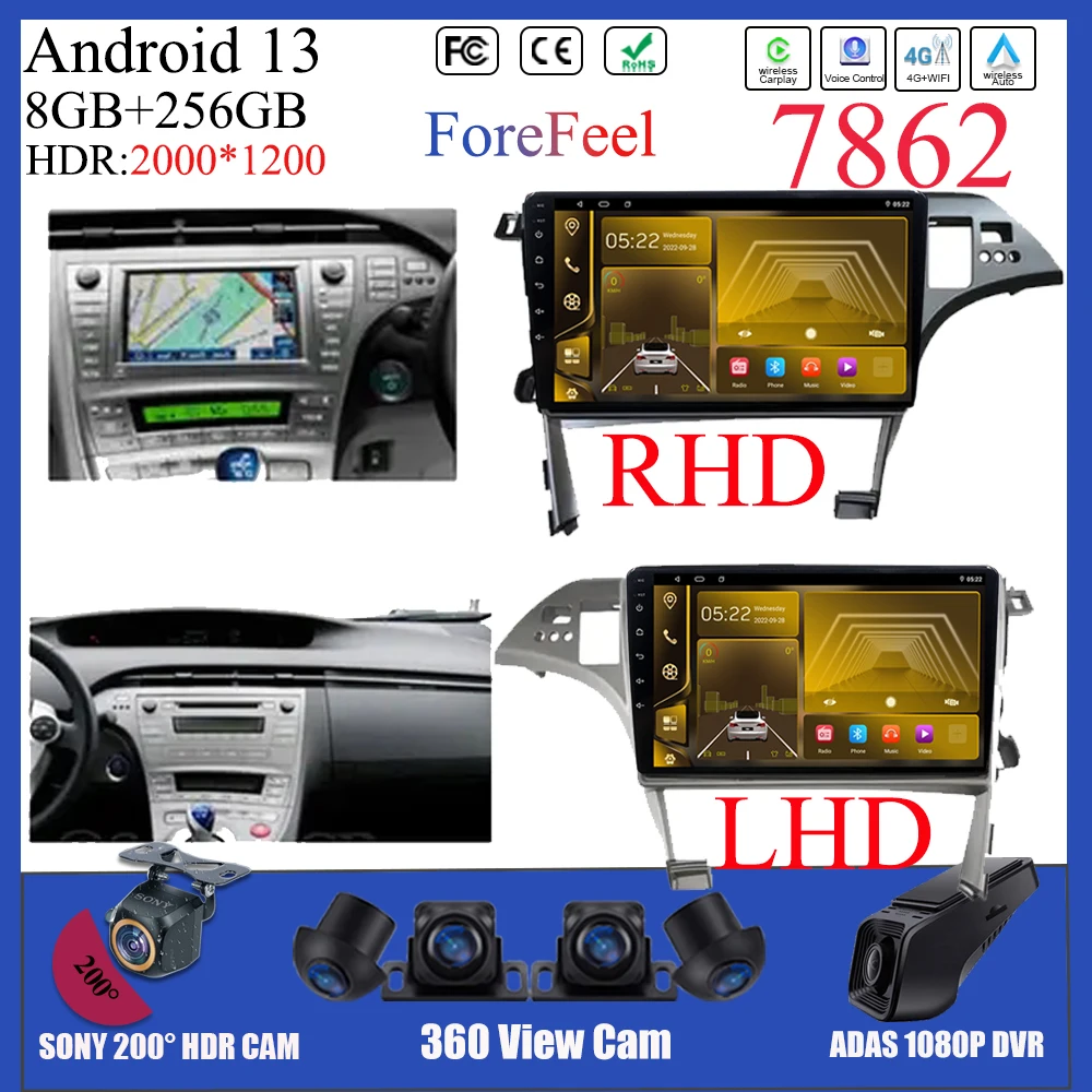 

For Toyota Prius 3 XW30 2009 - 2015 RHD LHD Multimedia Screen Android Video Player Navigation GPS Stereo Head Unit Auto radio