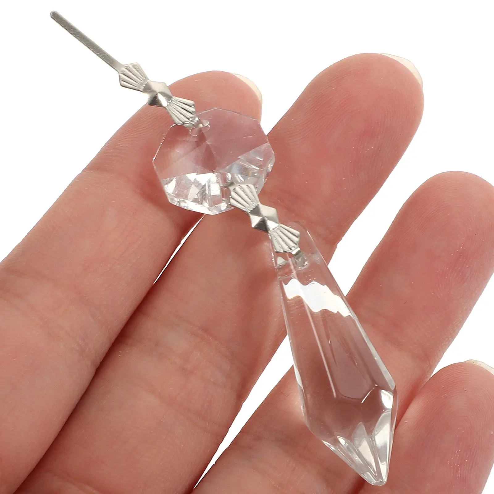 20Pcs Chandelier Crystals Clear Replacement Icicle Prisms Pendant Parts Chandelier Decor Lamp Accessory Lamp Replacement Parts