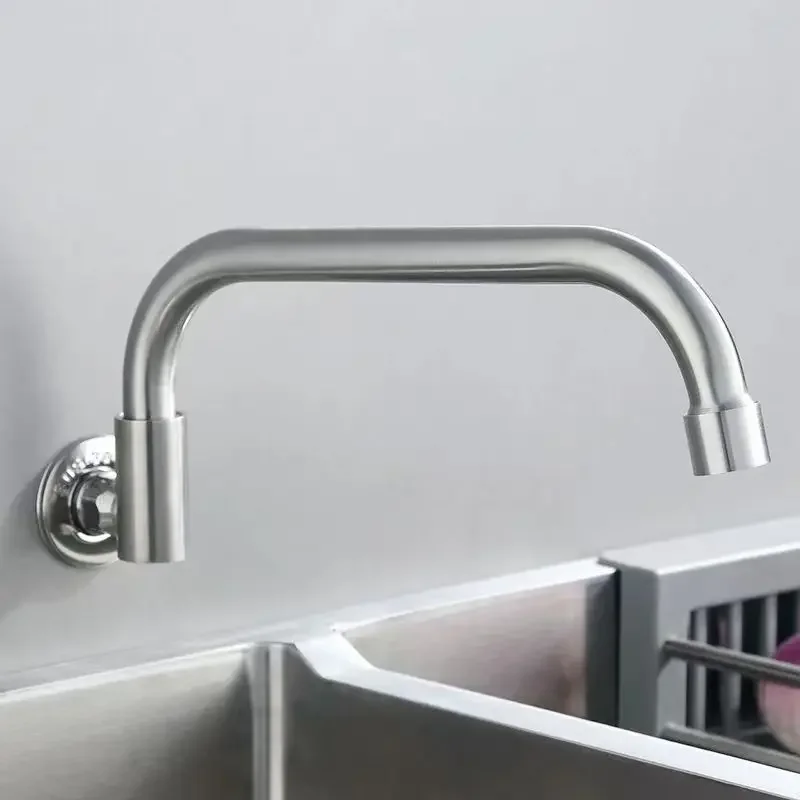 

Настенный одинарный смеситель для холодной воды, кухонный смеситель для варочной панели из нержавеющей стали, поворотный полуавтоматический кухонный смеситель, смеситель для кухонной мойки в отеле