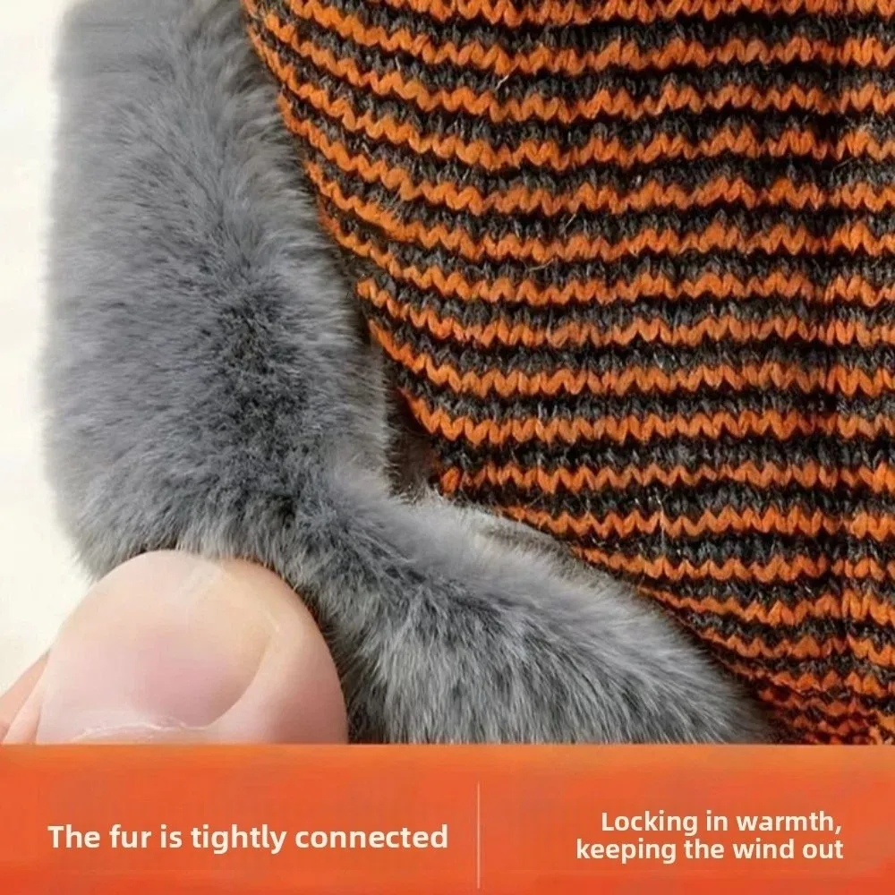 

Теплые наколенники из искусственного меха кролика с ремешками, зимние ветрозащитные накладки на колени, многофункциональные согревающие повязки на ноги