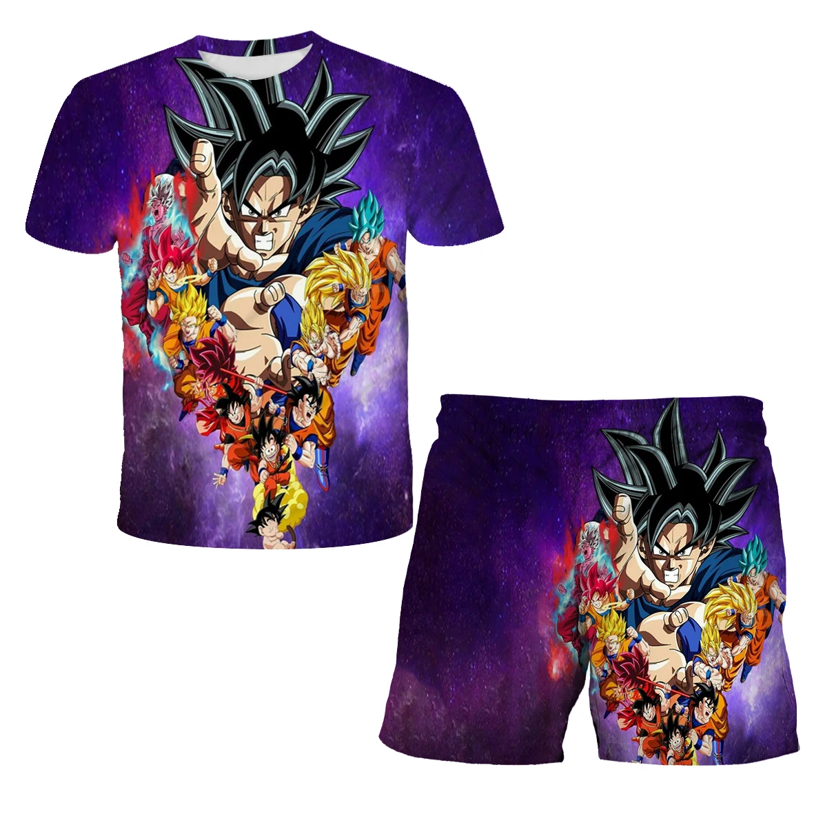

Japan Anime Boy 3D T-shirt boys Cosplay Set Dragon Ball Z Summer Top Shorts Breathable Goku Character Gift men's Clothing