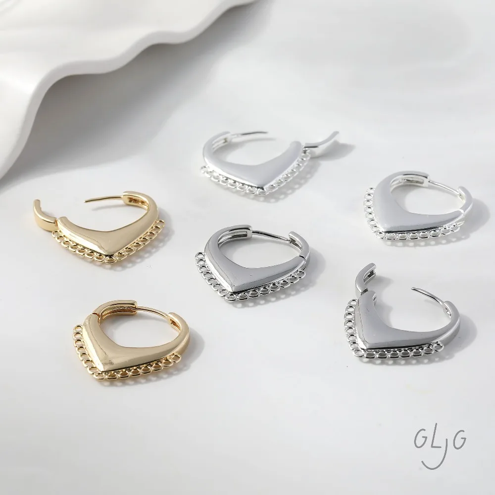 4PCS Dainty Heart Ear Studs Diy Earrings Connectors Jewelry Making Findings Supplies 14k Gold Plated Accessories 23mm view 2