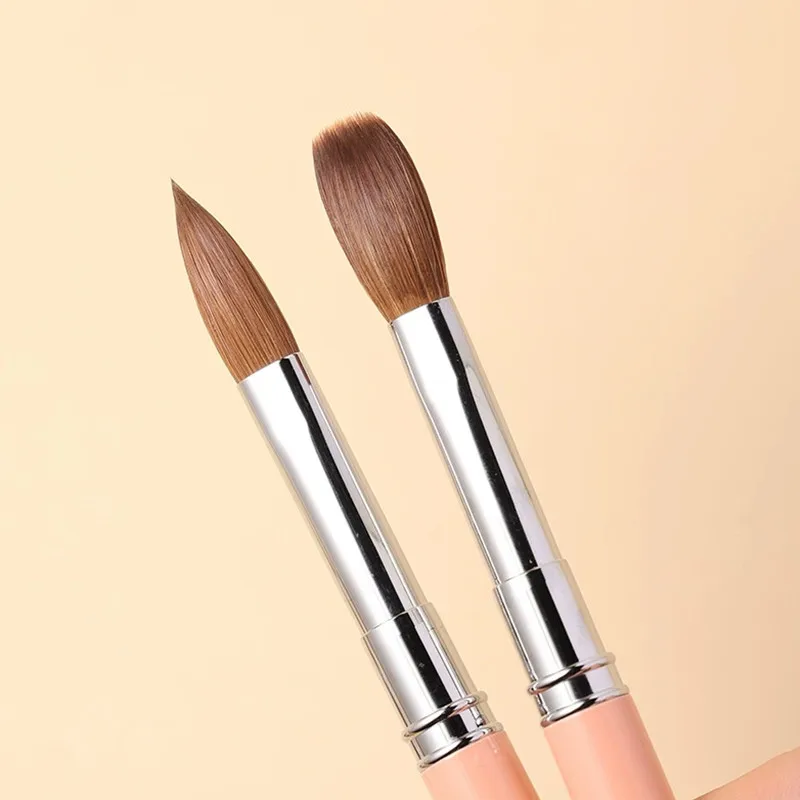 1 pz manico giallo Kolinsky capelli pennello per nail art gel UV acrilico penna per intaglio pennello polvere liquida strumenti di disegno per pittura per unghie fai da te