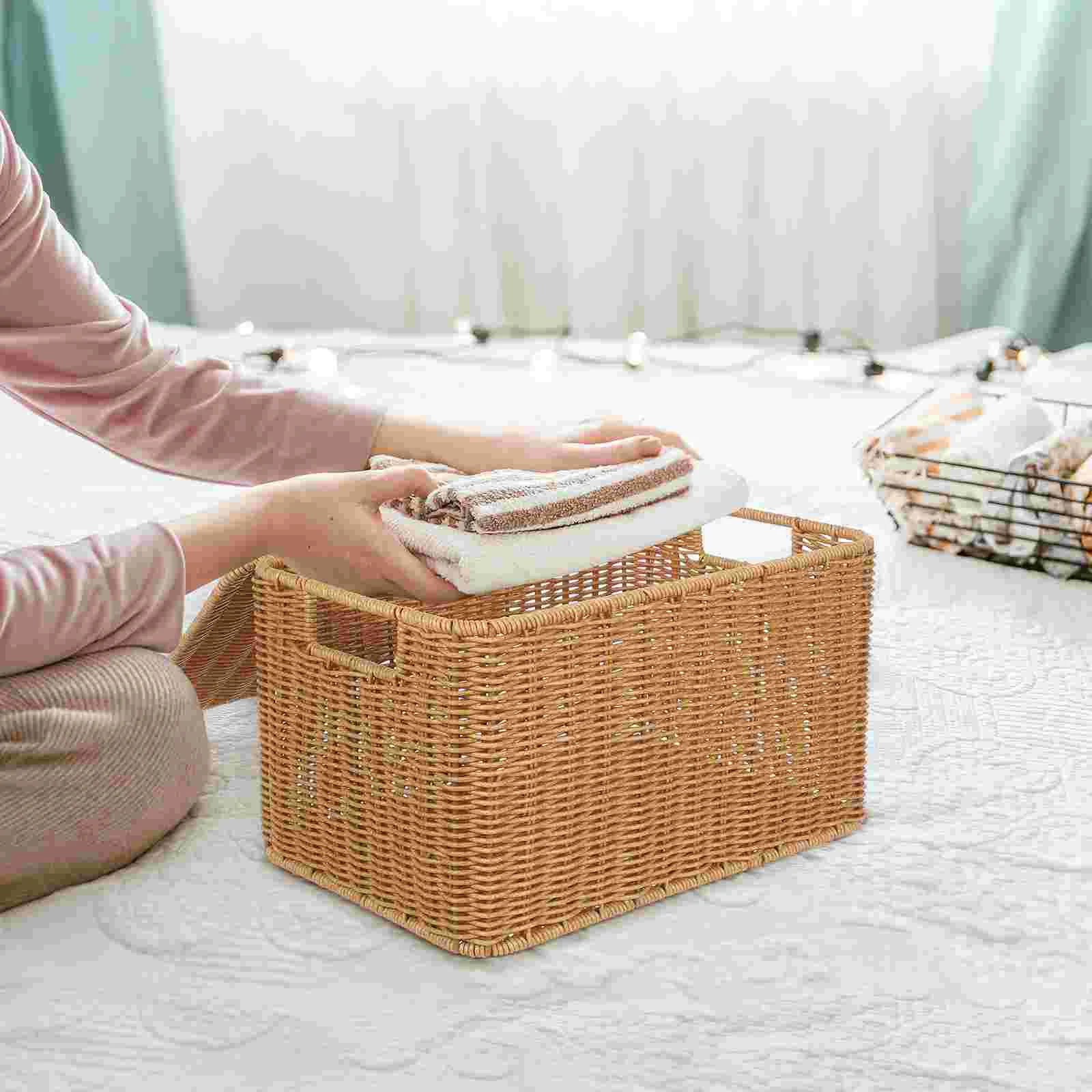 Woven Storage Basket Baskets for Clothing Home Toy Laundry Large Capacity Multi function Decorative Indoor Handmade Rattan Style
