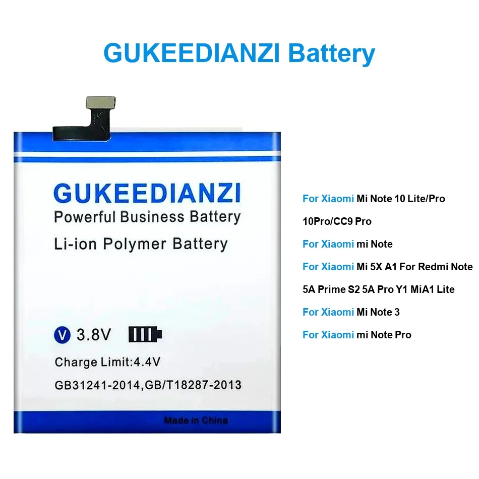 

Аккумулятор для мобильного телефона Safe BM21 BM3A BM52 4200-5650 мАч для Xiaomi MI 5X Note 5A 1 3 10 Pro Lite