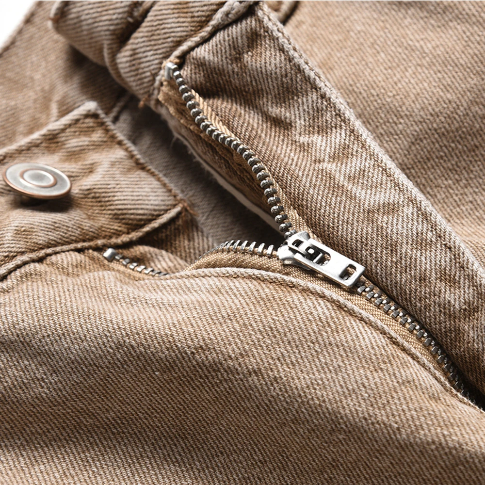 جينز كاكي للرجال متعدد الجيوب مغسول ، ملابس الشارع الرجعية ، تفكيك ، التصميم
