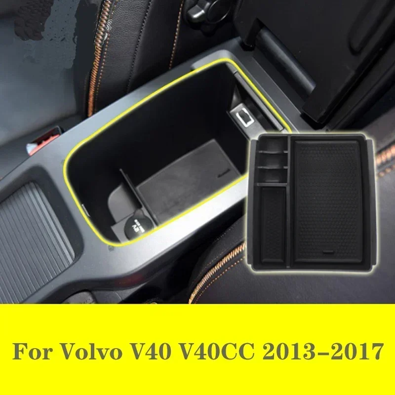 For Volvo V40 V40CC 2013 2014 2015 2016 2017 Car Center Console Armrest Storage Box Organizer Tray Car Accessories