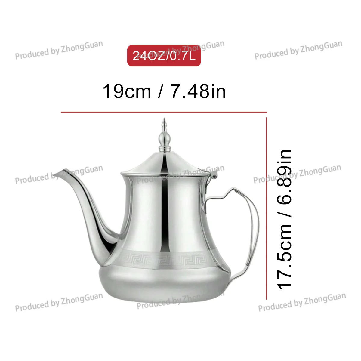Edelstahl-Teekanne - Marokkanische Minz-Teekanne - Für Hotel, Restaurant und Zuhause - Silberne Teekanne mit Musterdesign