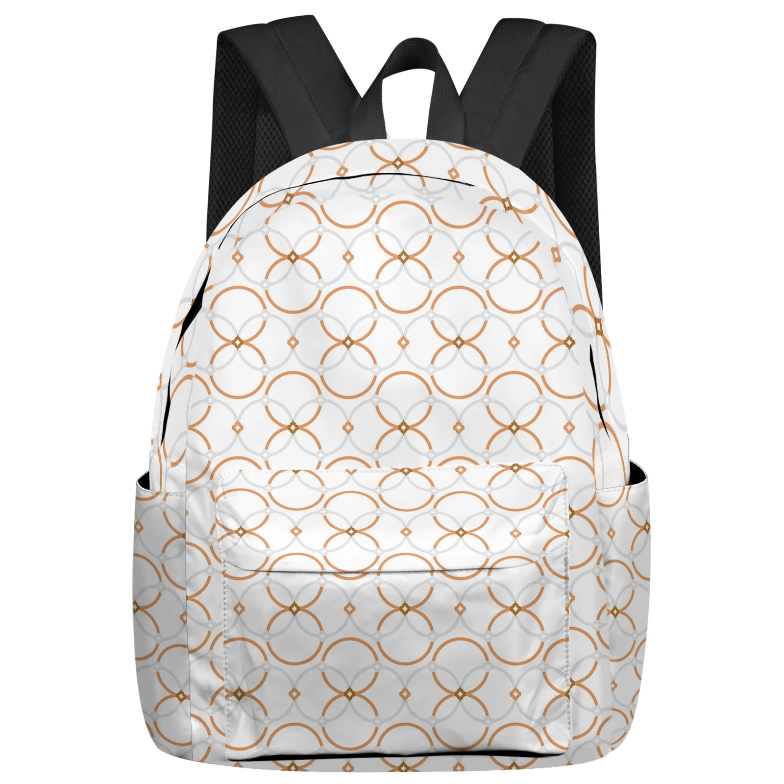 Geometric Lattice Round Backpack Men Women's Fashion Travel Backpack High Capacity Student School Bags