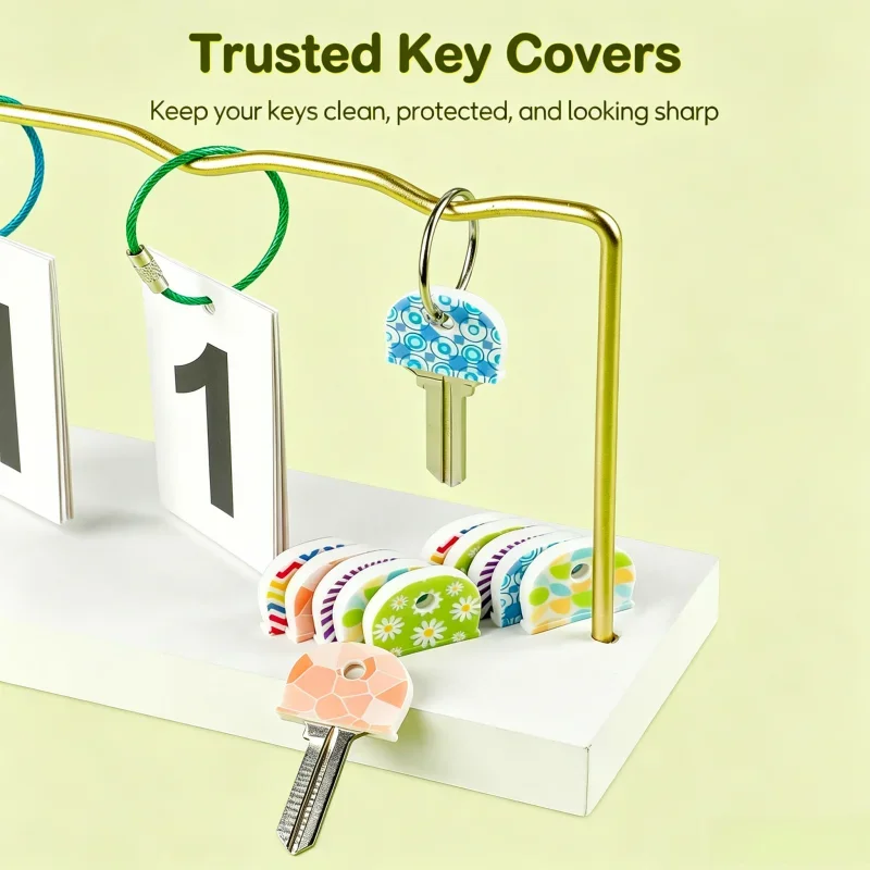4/8pcs key recognizer/round flowers/patterns/key caps/non-slip key case/key cover/key management/household key accessories