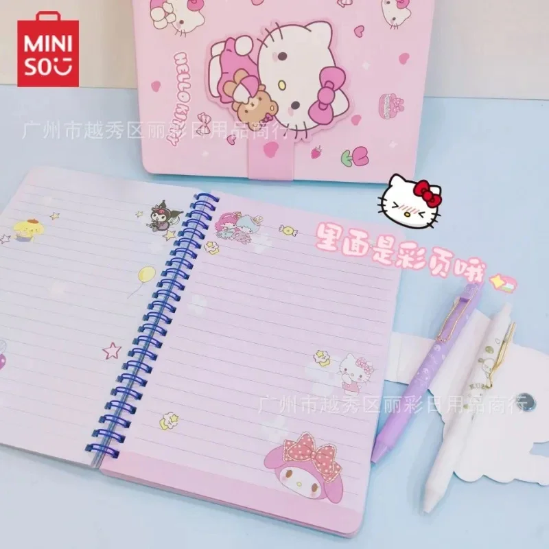 Sanrio Original Kawaii Hello Kitty Kuromi My Melody A5 Magnetic Buckle Student Diary Book Anime Cartoons 80 Page Coil Notebook