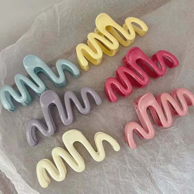 New Colorful Jelly Wave Hair Claw Hairpin Women Girls Fashion Design Korean Sweet Simple Irregular Hair Clip Headwear Hair Stick