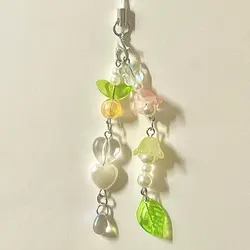Lily of the Valley Beaded Phone Chain Coquettish Fairy Tale Keychain