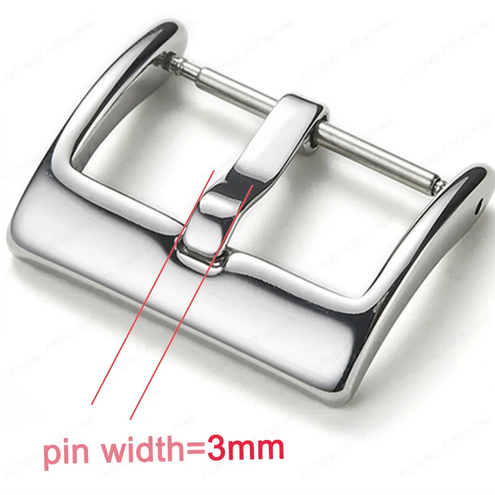 2mm 3mm Pin Watch Buckle 16mm 18mm 20mm Polished Solid Stainless Steel Button Watchbands Strap Clasp Accessories High Quality