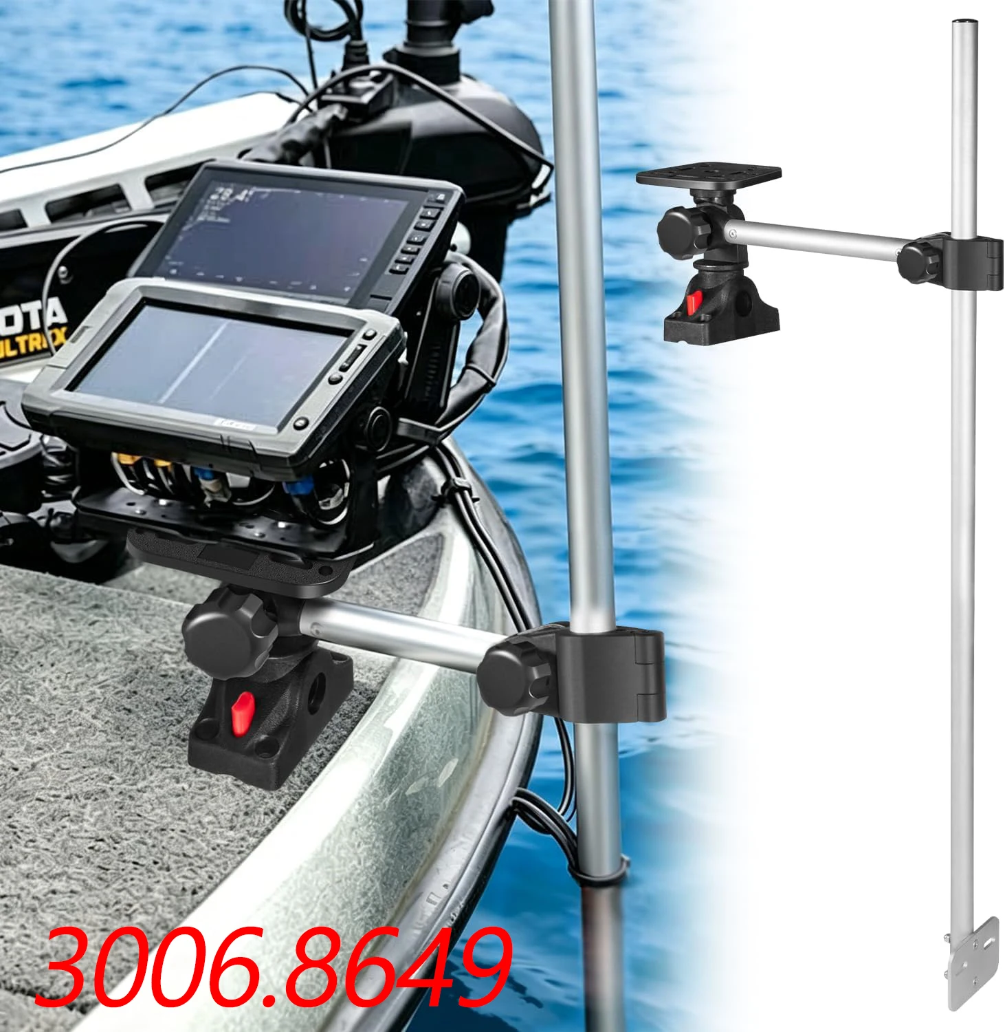 mx-30068649-portable-pole-style-fish-finder-bracket-with-transducer-mount-arm-universal-quick-release-adjustable-post-for-boat