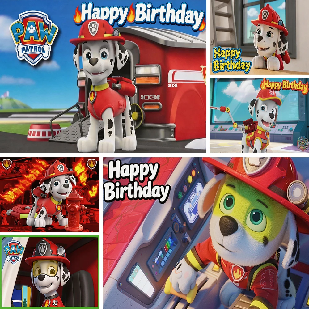 

Red PAW Patrol Marshall Theme Cute Dog Decor Backdrop the Boys Birthday Party Background Photography Studio Supplies Props Banne