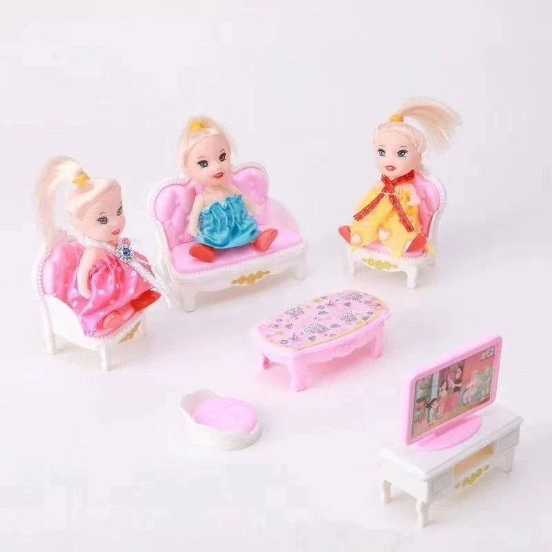 10 articoli Kawaii rosa miniatura casa delle bambole accessori per mobili giocattoli per bambini bagno camera da letto cucina cose da cucina per il