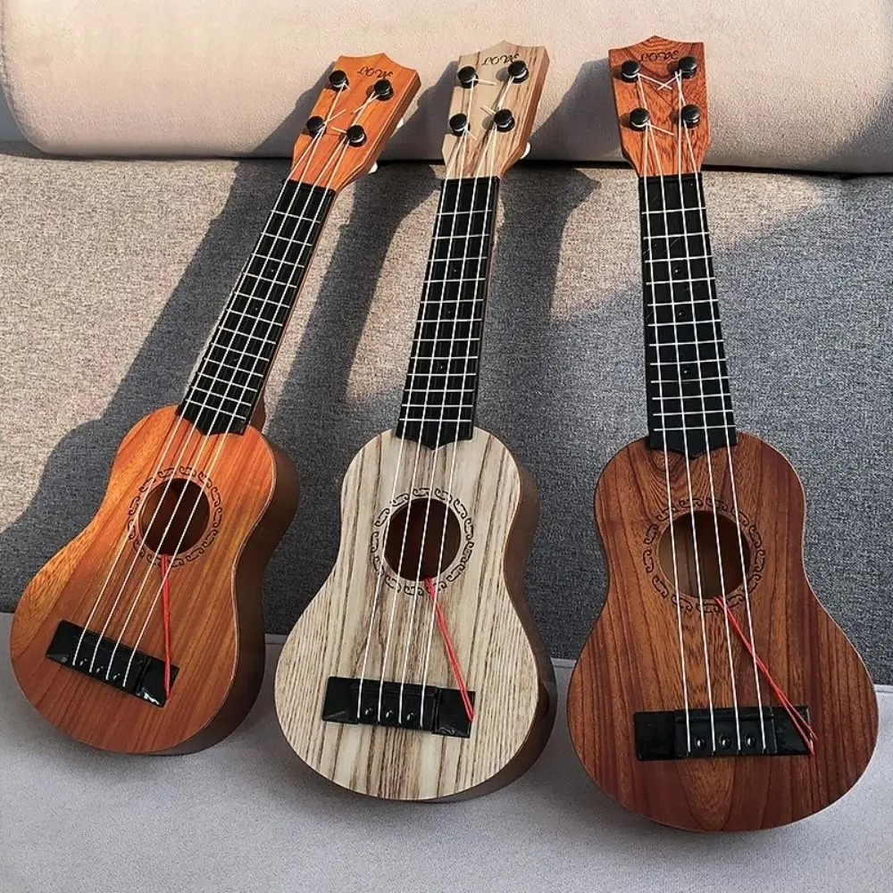 4 cordas ukulele instrumento musical brinquedo yukrili brinquedos botão de corda ajustável simulação ukulele brinquedo jogável clássico