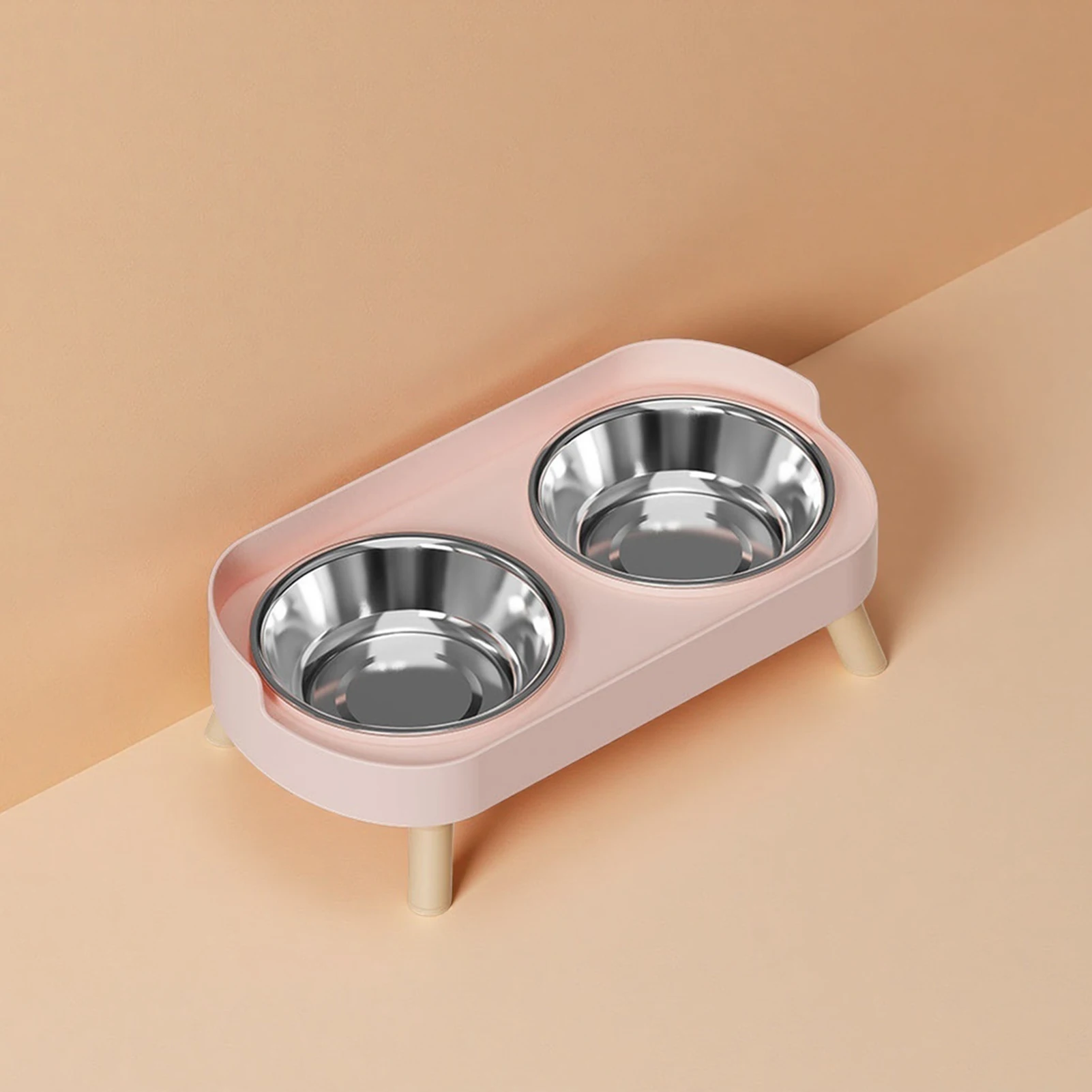 Stainless Steel Anti-Slip Cervical Protect Dual Bowl Pet Food Feeder for Cats and Dogs with Elevated Design view 5