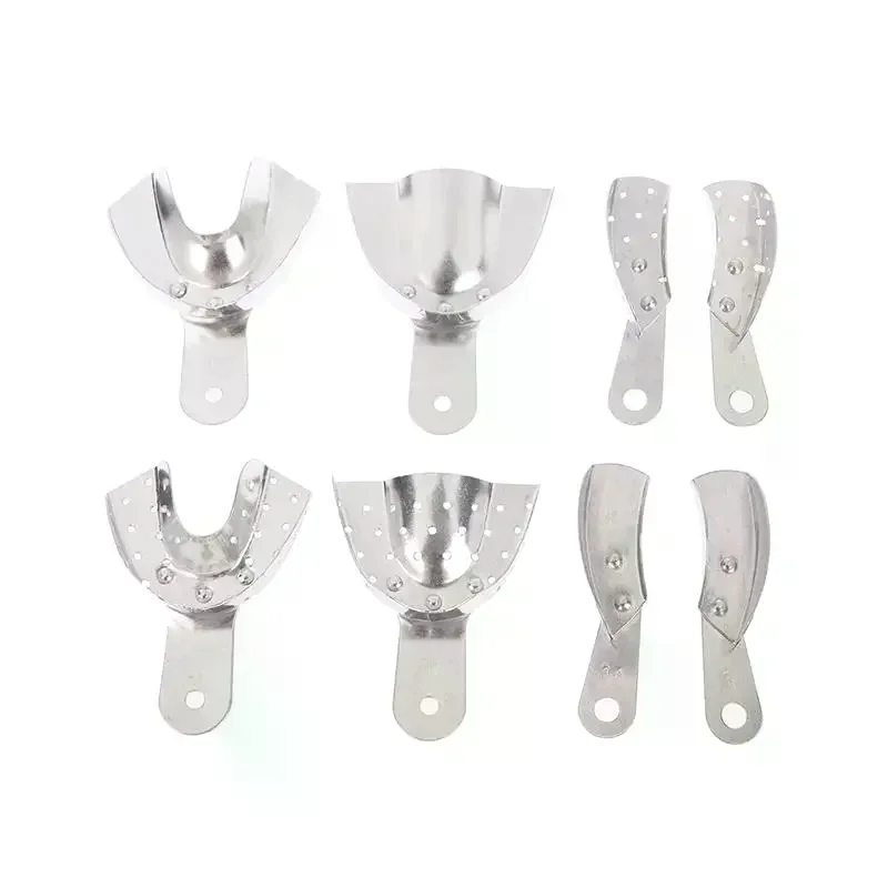 10 Pairs Upper And Lower Autoclavable Teeth Tray Teeth Holder Aluminum Alloy Dental Impression Trays Lab Equipment Dentist Tool