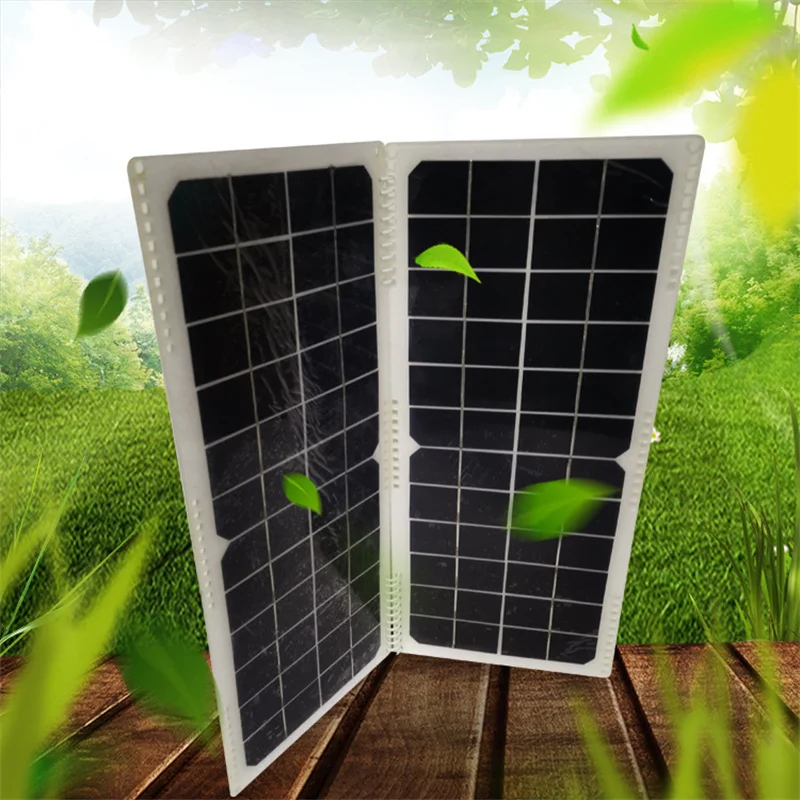 

20W 12V Solar Panel Folding Power Generation Panel Outdoor Portable Photovoltaic Module Solar Single Crystal Charging Panel