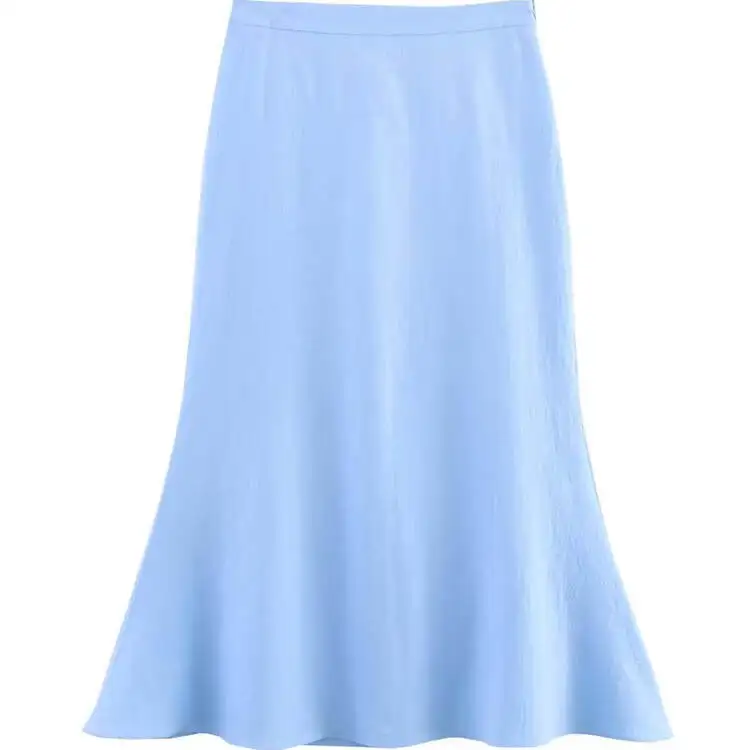 Spring Summer New Sle Women's f Skirt Set with Bubble Sve V-ne Belted Top Two-color Casual Loose Polyester irt