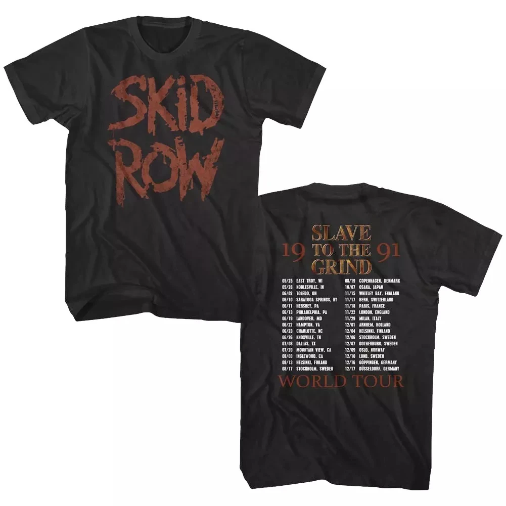 تي شيرت Skid Row Slave to the Grind Tour 1991 Metal Rock Band Music Merch للرجال والنساء برقبة دائرية من القطن الخالص #1
