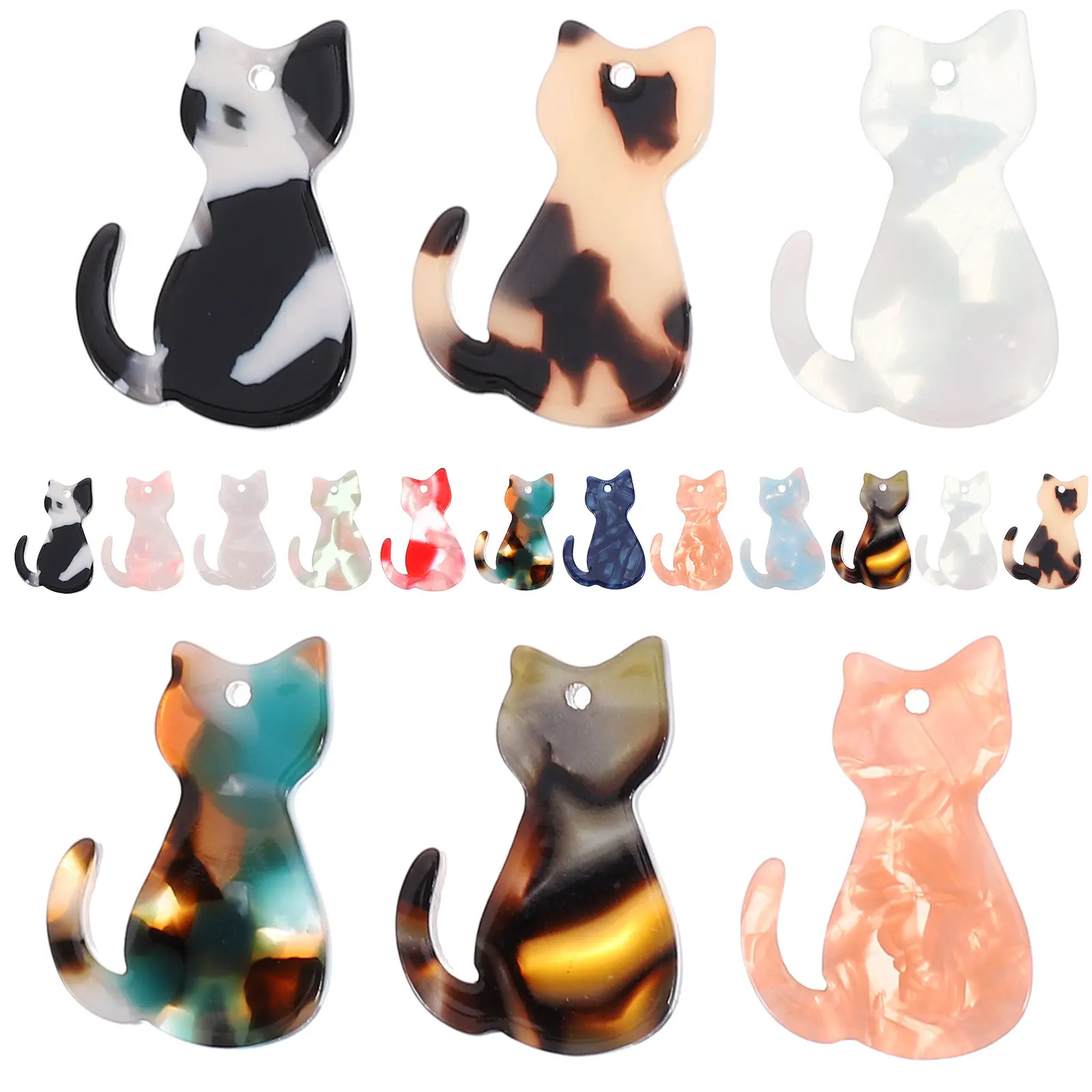 

30Pcs Bright Color Acrylic Cat Charms Versatile DIY Jewelry Pendants for Necklace Bracelet Earring Making Craft Charm