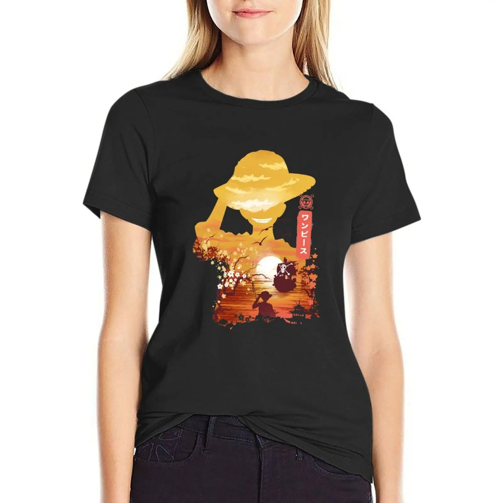 Ukiyo e King of Pirates T-Shirt funnys customs western t-shirt dress for Women