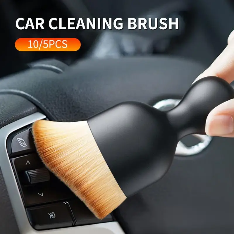 5/10PCS Car Interior Cleaning Brush Conditioner Air Outlet Soft Fur Clean Brushes With Shells Crevice Dust Brush Tools