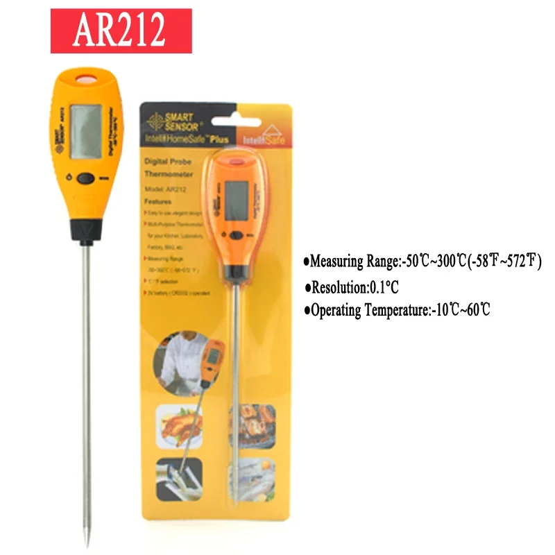 SMART SENSOR AR212 Digital Probe-type Thermometer Stainless Steel Probe Temperature