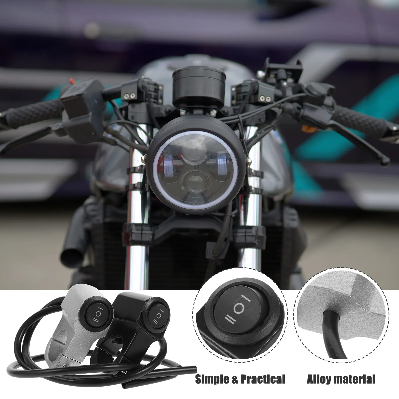 

2Pcs Aluminum Alloy Motorcycle Handlebar Headlight Switch Replacement Motorbike Light Switch for Turn Signal on Off Function