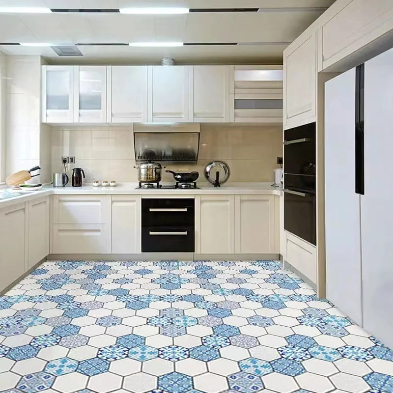 Modern Style 59cm PVC Self-adhesive Anti-slip Floor Sticker Waterproof Vinyl Tile Wallpaper Toilet